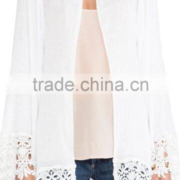 Ladies Fashion Clothing Girls White Beach Cardigan With Lace Details SYA15007 photo-5