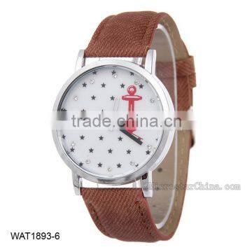 2016 Personalized Anchor Navy Blue Jean Wristwatch Canvas Wrist Watch photo-6