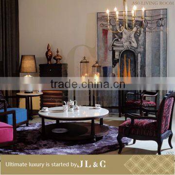 AT05-51 Hand Carving Feet Solid Wood Round Tea Table High-end Furniture Factory Price From China JL&C Furniture photo-2