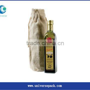 Custom size and logo jute wine bags wholesale with drawstring