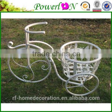 Antique white wrought iron flower pot stands