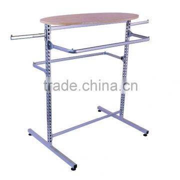 Floor Standing Stainless Steel Clothes Hanging Rack With MDF Top Shelf photo-2