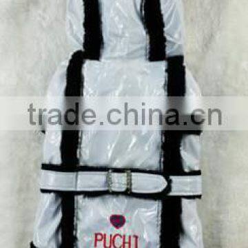 pet coat/dog pu leather coat,fur lining