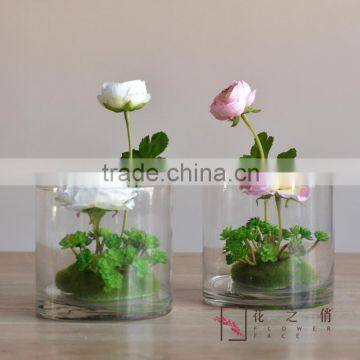 China Rose artificial flower ornament glass flower vases