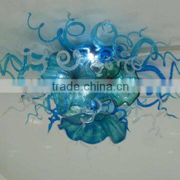 Hot selling hand blown art blue color chihuly style murano glass ceiling chandelier