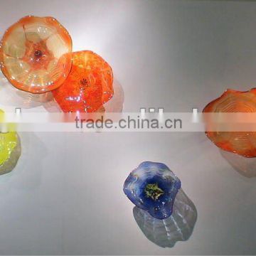 dishing glass and blown art glass wall art xo-7032 and decoration blown glass plate and home glass wall decoration