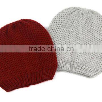 High quality vintage hipster tan grey and red knit beanie hat