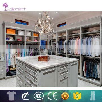 2015 Luxury Large Cherrywood Open Walk in wooden clothes wardrobe