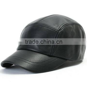 New Men's Black Genuine Leather Hat Baseball-cap/Bike Riding Hat/Cap