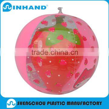 customised transparent 3D inflatable strawberry beach ball , beach ball for swimming pools