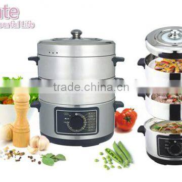 3-layer Stainless Steel Electrical Steamer for kitchen use