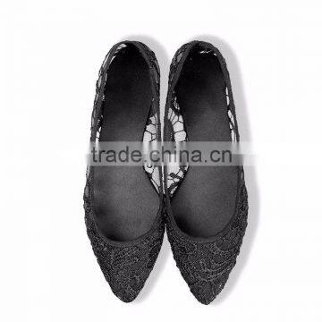 2016 women shoes ladies lace upper pointed toe beautiful ballerinas ladies pump shoes