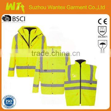 high visibility yellow security protection reflective winter jacket mens