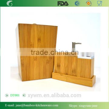 Seville Classics Bamboo Bath,Vanity Pump Dispenser and Toothbrush Holder Set