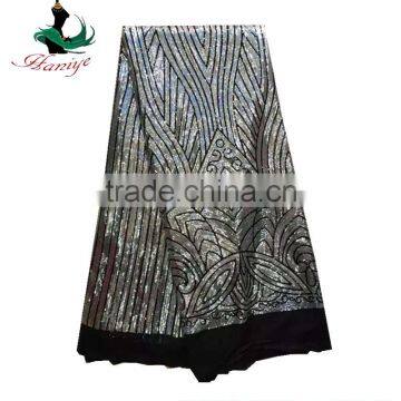 Haniye 2016 Best Price Embroidery French Lace / Hot Selling Tulle Lace Sequins Fabric /JLQ09-8 photo-4