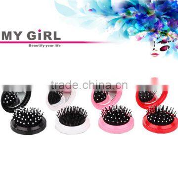 MY GIRL Round Folding Travel With Mirror Sets Mini Hair Brush photo-3