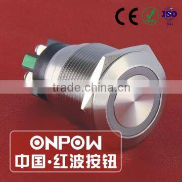 30 Years Industry Leader ONPOW Metal Push Button Switch GQ22-L-11E/S Dia. 22mm stainless steel ring illuminated IP65 CE ROHS