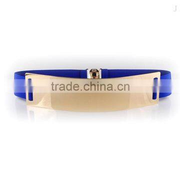 2016 high quality ladies belts / Best PU leather belt gold metal belt/blue