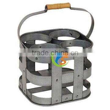 4-bottle Galvanized iron wine caddy