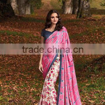 Buy Print Work Multi Colour Satin Casual Saree online