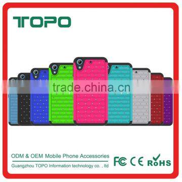 Shockproof Dual Layer Silicone PC Hard Case Studded Diamond Hybrid Case For HTC Desire 626 photo-2