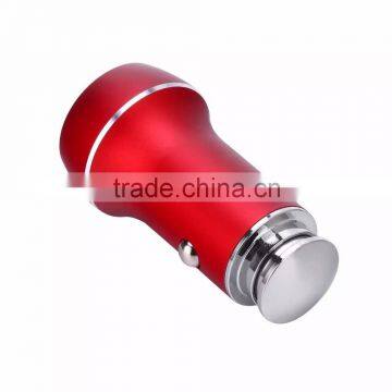 Portable 2.4A Dual USB Stainless Steel Universal Car Charger for Smartphone and Tablet