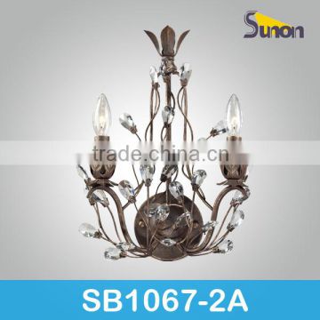 2014 antique iron paint dark brown sconce with crystal