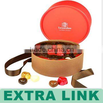 Red Round Kraft Paper With Handle Candy Sugar Packing Box