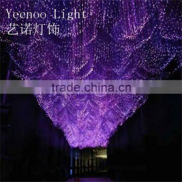 1.8*1.8m square dreamlike fiber optic chandelier for corridor lighting