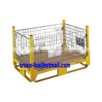 Folding steel mesh container/cage pallet