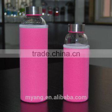 Promotional high Borosilicate BPA Free Heat-Resistant Sports Glass Water Bottle with bottle bag BPA FREE customerized