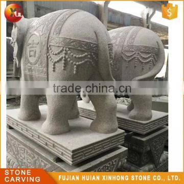Small White Granite Garden Elephant Stone Carving Sculpture photo-3