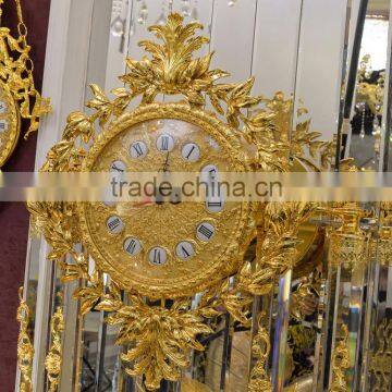 Home Luxury Decoration Antique 24K Gold Plated Floor Clock,Grandfather Clock, Elegant Brass Mounted Floor Clock photo-3