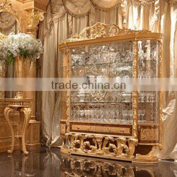 Luxury Gold Leaf Furniture, Rectangular Dinning Table For Eight People, Exquisite Wood Carved Dinning Room Furniture Set photo-3