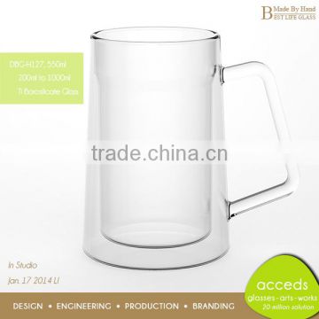 Hot Selling Highend Double Wall Pyrex Beer Mug Glass