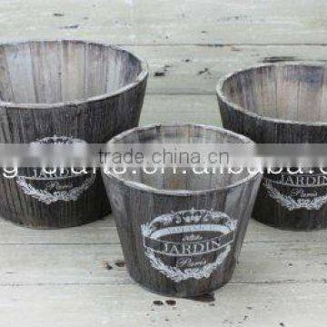 Shabby chic decorative wooden garden pot