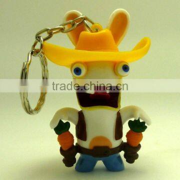 Cheap plastic keychain rabbit,OEM wholesale plastic keychain rabbit, Rabbit shape customized plastic keychain