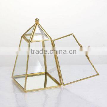 Handmade Modern Artistic Clear Glass Geometric Terrarium Four-surfaces Diamond Succulent Fern Moss Plant Terrarium