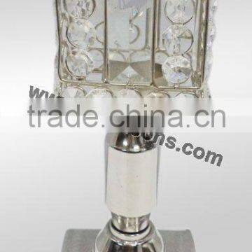 crystal candle holder with metal stand for wedding decor