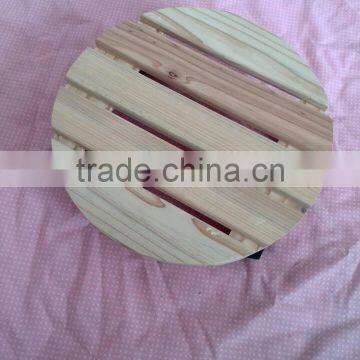 Round Wooden Flower Stand MatWooden Flowerpot Stand With Wheels