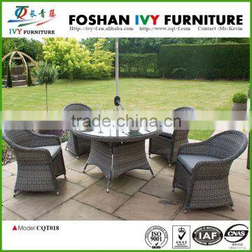 Outdoor rattab furniture modern design round 4 seater dining table set