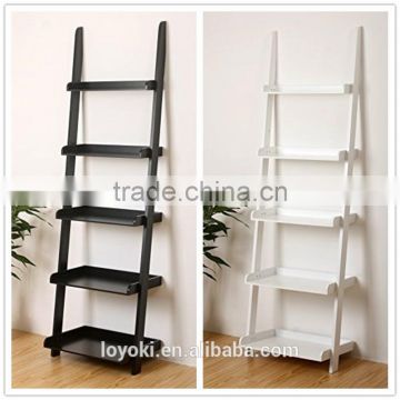 MDF wood display rack high quality 5-tier Leaning Ladder Book Shelf