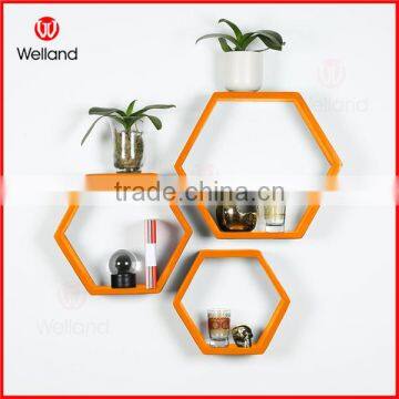 Colorful Hexagon Wall Mount Organizer Storage Home Decoration Display Cube Shelf 3-Pieces