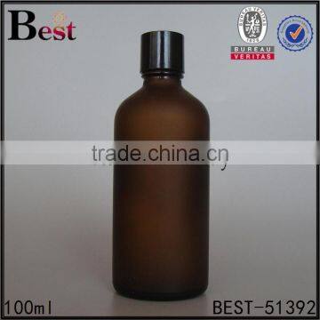 Cosmetic Frosted Fragrance Perfum100ml Amber Glass Bottle Aluminum Cap Essential Oil Empty 100ml Amber Glass Bottle Plastic Cap photo-4