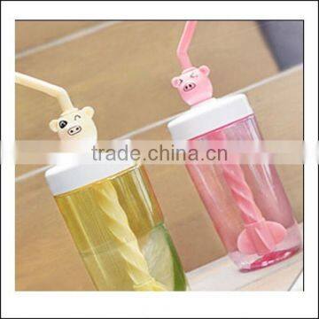 New Cartoon Lovely Bear Coffee Plastic Water Cup Juice Cup With Straw for Kids,custom Food Grade Plastic Coffee Cup Tea Mug Cups photo-3