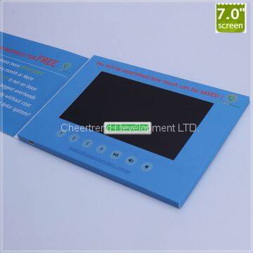 New rechargeable paper card gift 256MB A5 7″ LCD video brochure with 7 buttons