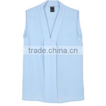 2016 Women V Neck 6 Colors Sleeveless Chiffon Blouses photo-5