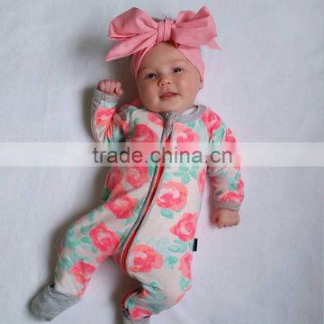 Wholesale Newborn Baby Clothes Romper Print Floral Cotton Clothes photo-4