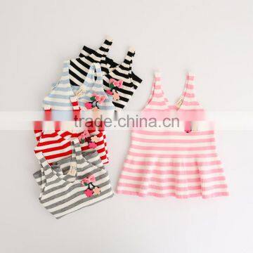 High quality autumn children clothing girls striped V neck sleeveless sweater vest