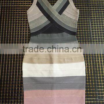 Good Quality HL Grey Gradient Sleeveless Bandage Dress Celebrity Slim Mini Dress photo-6